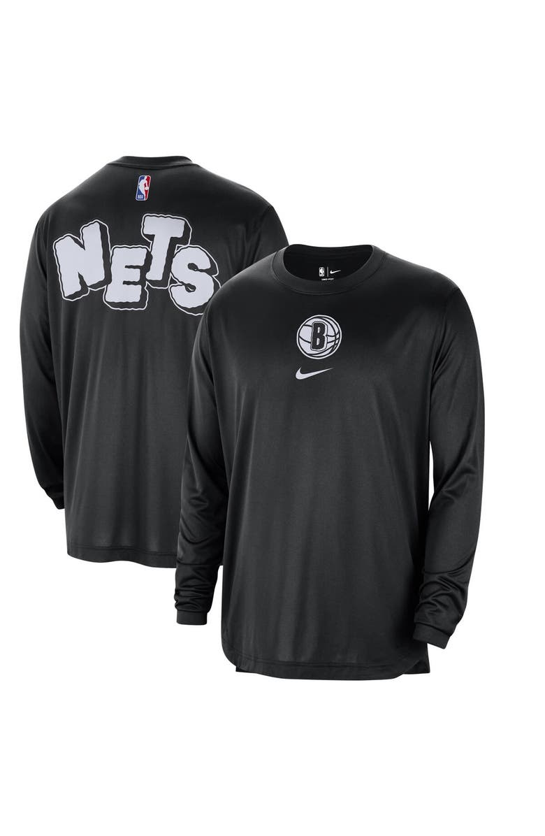 Nike Men's Nike Black Brooklyn Nets 2023/24 City Edition Authentic Pregame Performance Long Sleeve Shooting T-Shirt, Main, color,