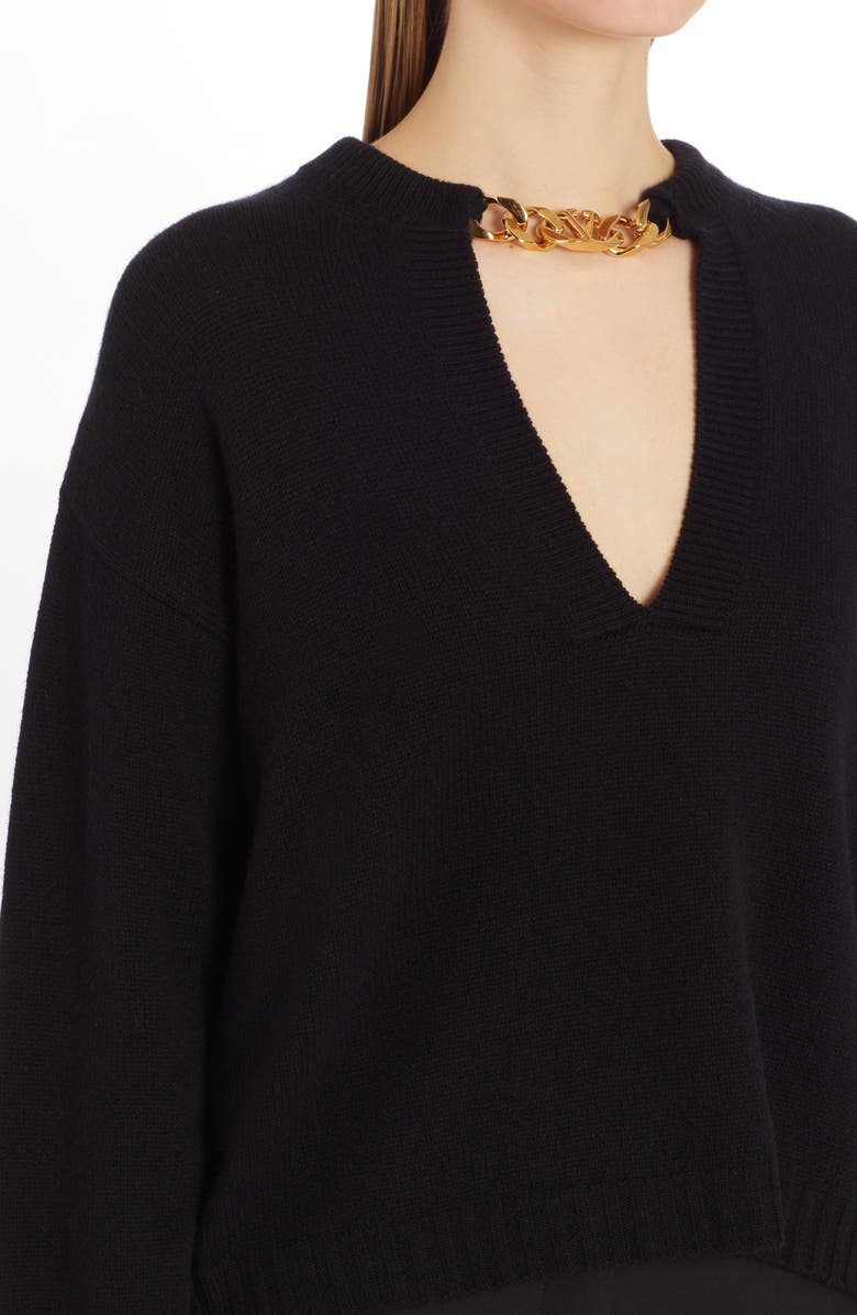 Valentino Garavani VLOGO Chain Detail Cashmere Sweater, Alternate, color, 