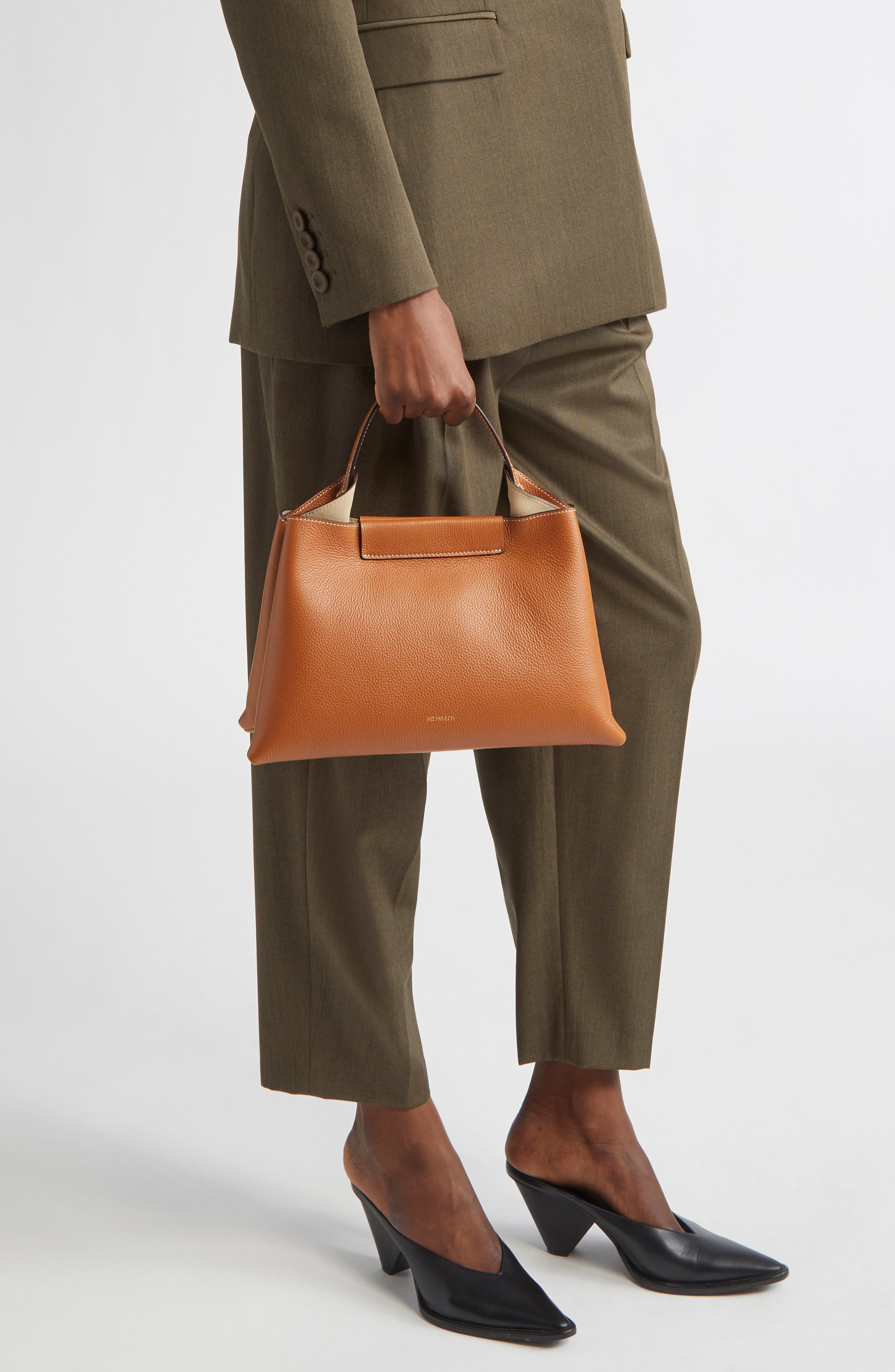 Ree Projects Elieze Medium Leather Handbag, Alternate, color, Caramel