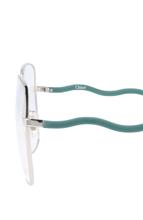 Chloé Core 55mm Square Optical Glasses In Silver Green Transparent
