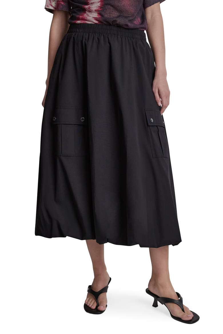 Cargo Poplin Bubble Midi Skirt, Main, color, BLACK