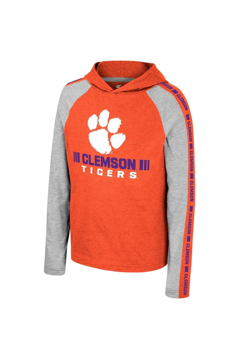 Youth Colosseum Orange Clemson Tigers Ned Raglan Long Sleeve Hooded T-Shirt, Alternate, color, Orange