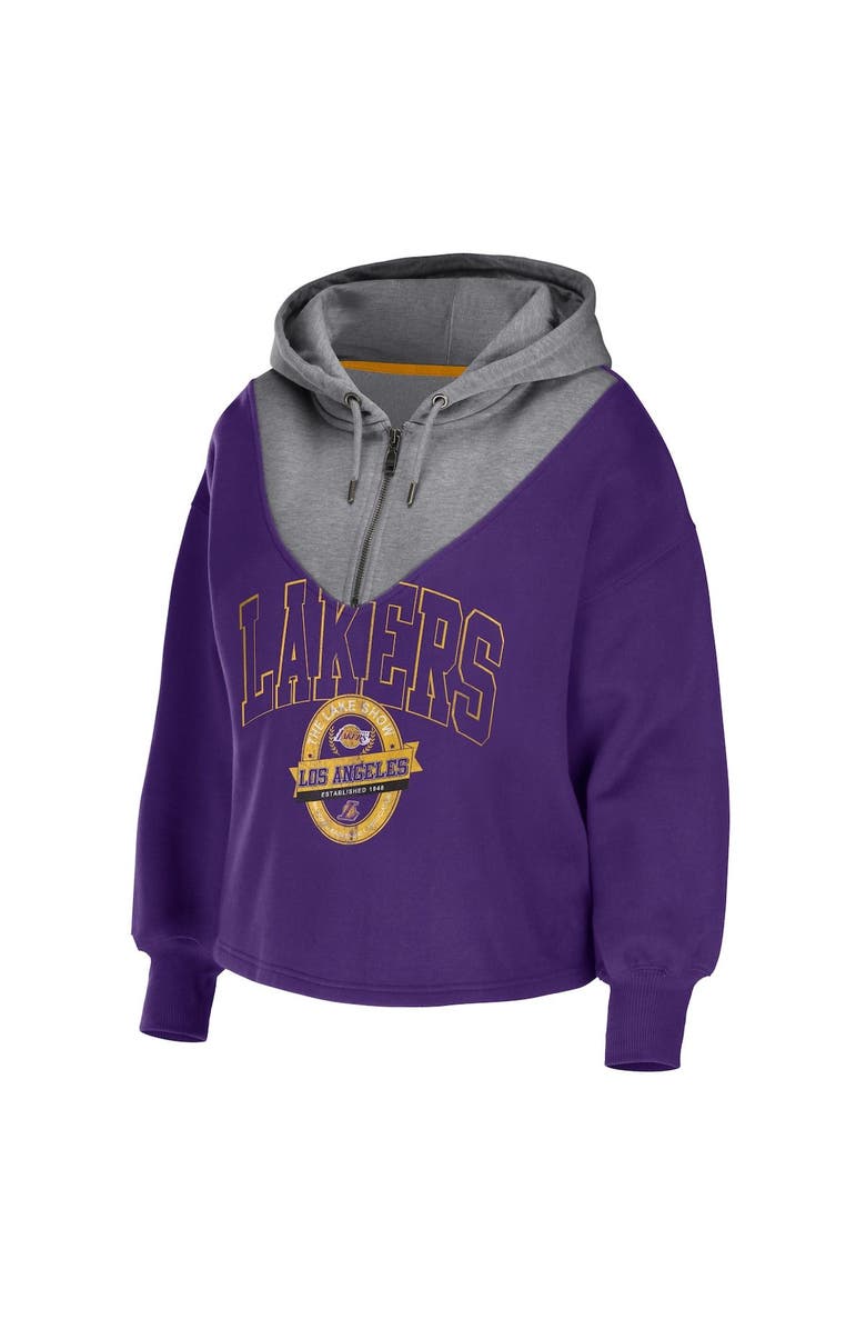 WEAR by Erin Andrews Women's WEAR by Erin Andrews Purple Los Angeles Lakers Pieced Quarter-Zip Hoodie Jacket, Alternate, color, Purple