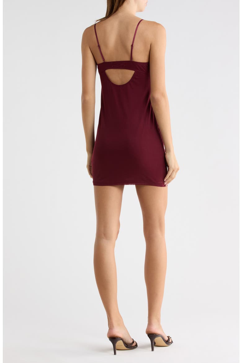 Rhinestone Floral Scoop Neck Minidress, Alternate, color, BURGUNDY