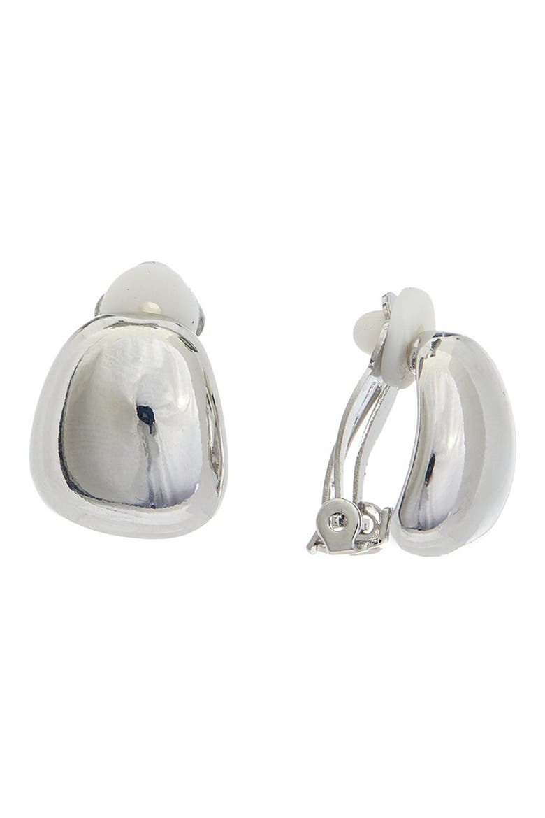 Dome Clip-On Earrings, Main, color, WHITE