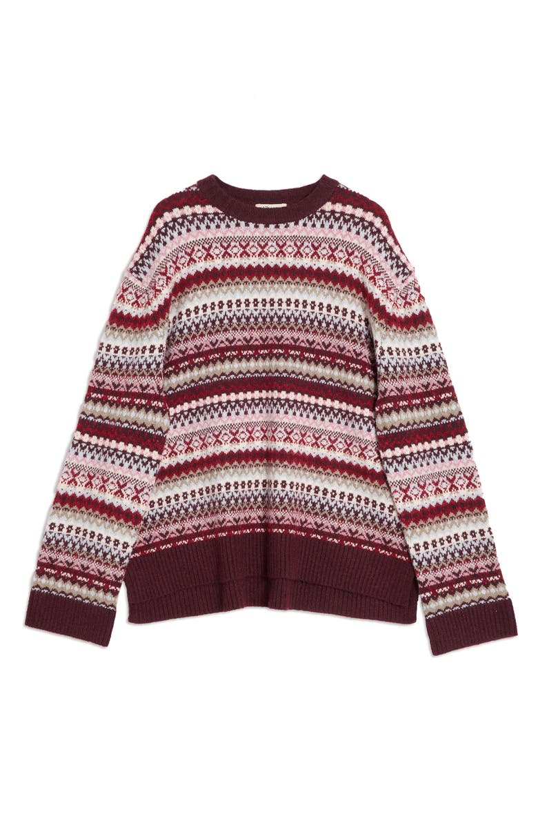 Albaray Fair Isle Crew Neck Sweater, Alternate, color, Burgundy
