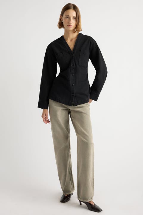 Emmett Structured-Sleeve Denim Jacket