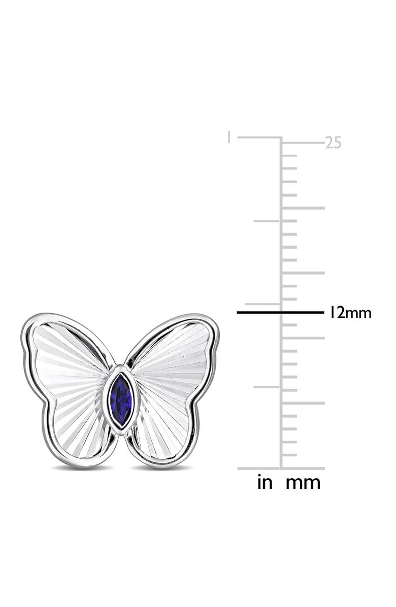DELMAR Marquise Cut Created Sapphire Butterfly Stud Earrings, Alternate, color, Blue