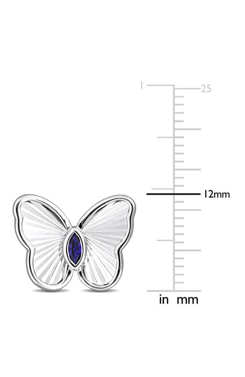 Delmar Marquise Cut Created Sapphire Butterfly Stud Earrings In Blue
