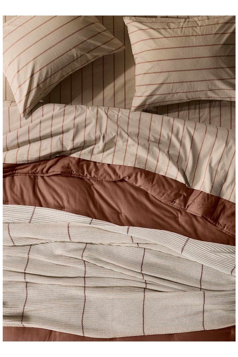 Two-Tone Organic Cotton Rib Throw Blanket, Alternate, color, CREAM/ LATTE