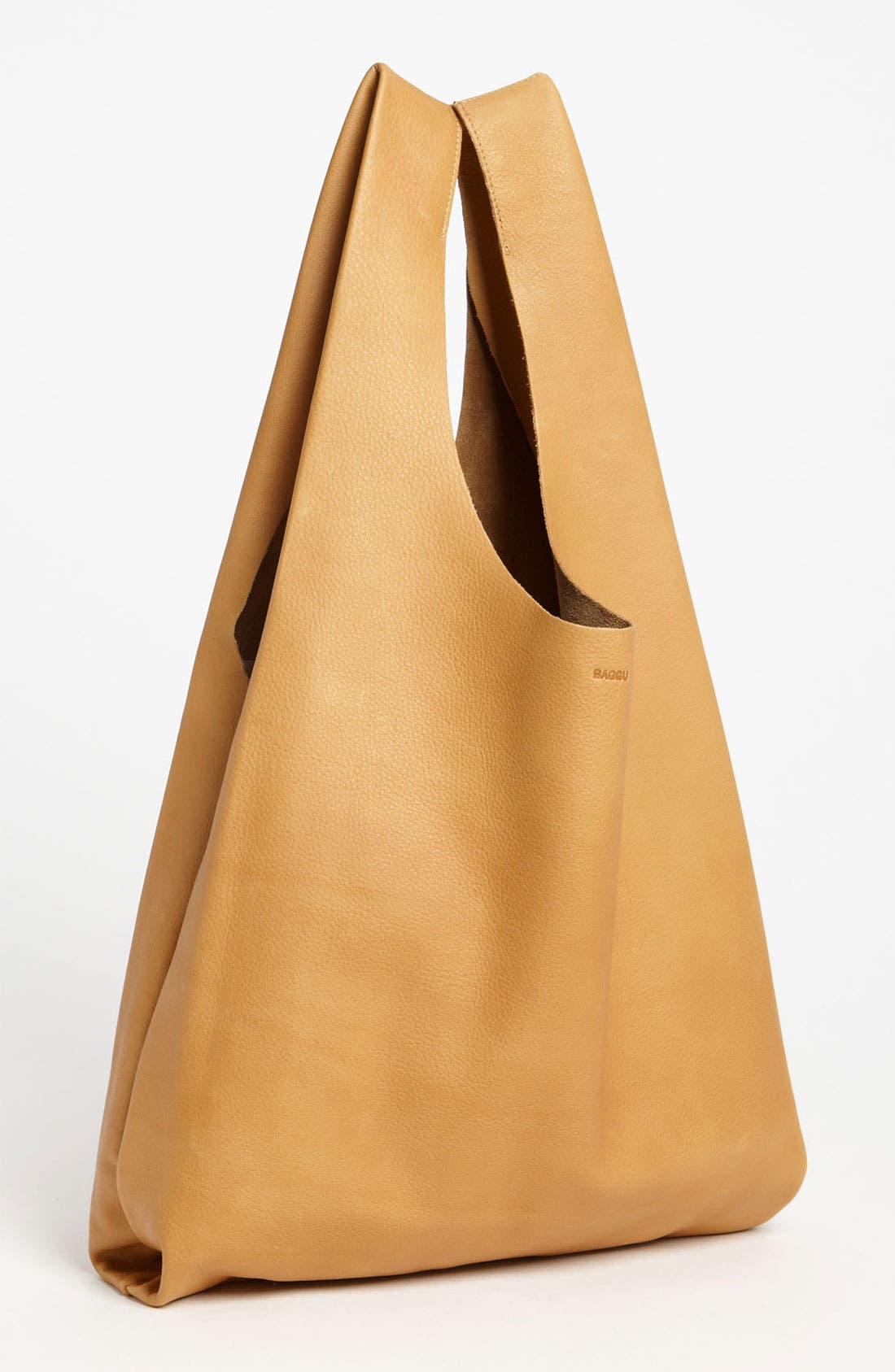 Baggu® 'Medium' Leather Shoulder Bag, Main, color, NUTMEG
