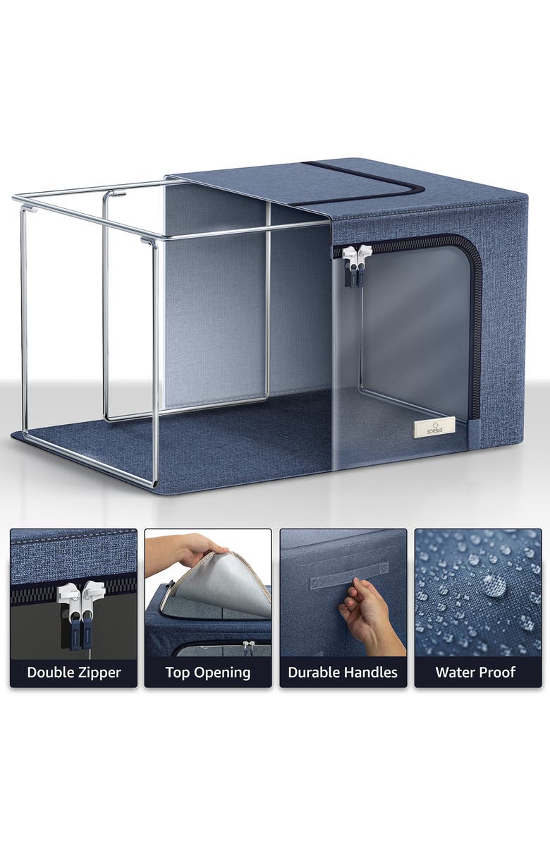 SORBUS 4-Pack Foldable Storage Boxes, Alternate, color, Blue