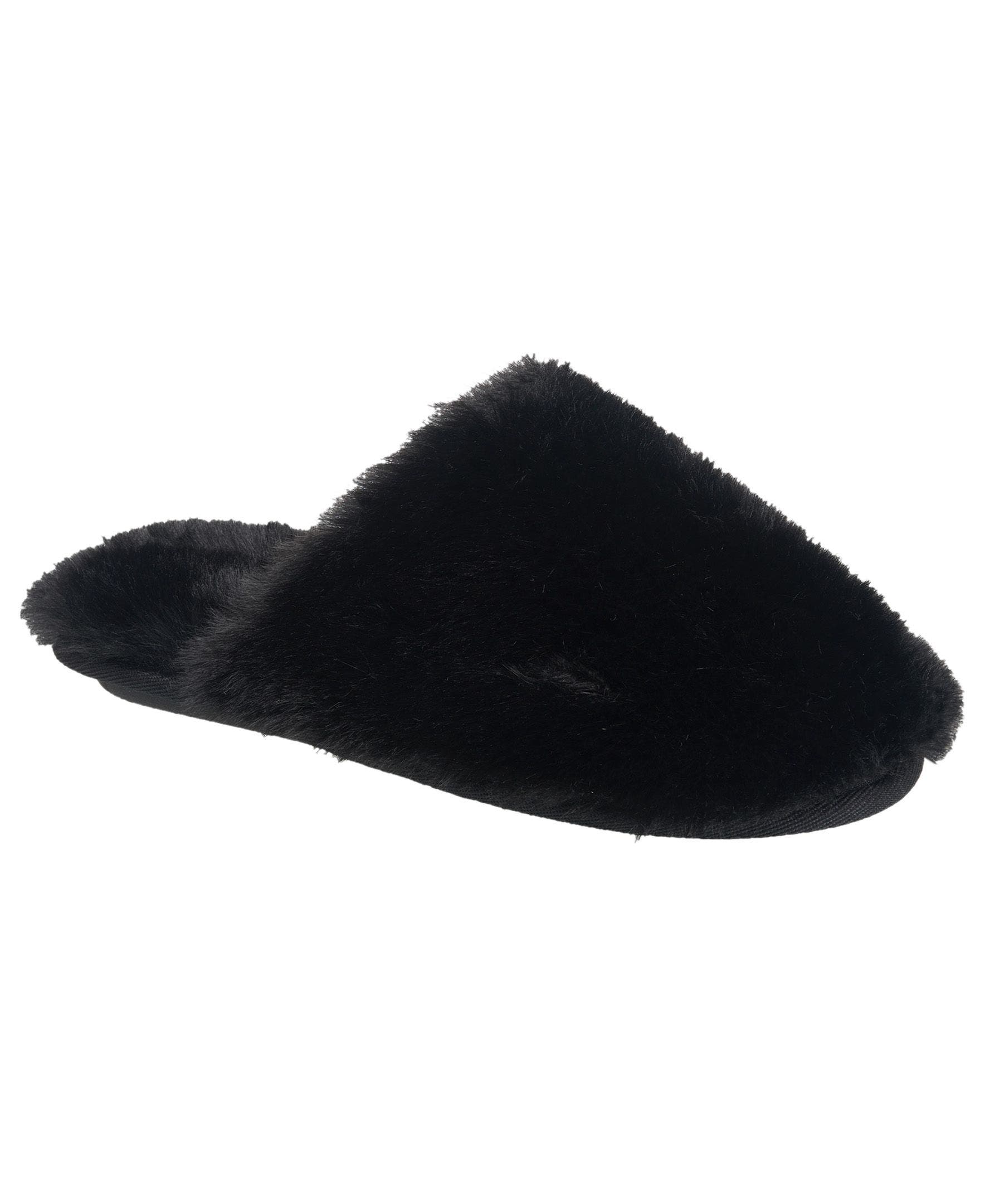 Faux Fur Closed Scuff Slipper, Main, color, Black