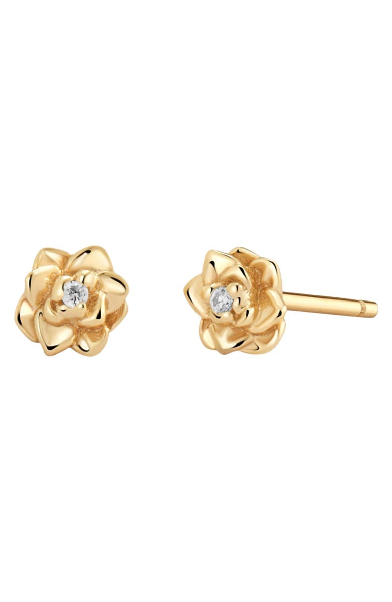 MADE BY MARY CZ Birth Flower Stud Earrings, Main, color, July - Gold Vermeil