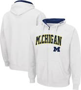 COLOSSEUM Men's Colosseum White Michigan Wolverines Arch & Logo 3.0 Full-Zip Hoodie