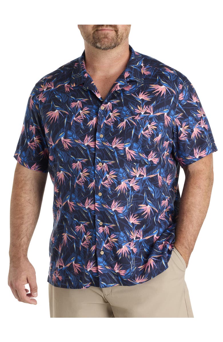 vineyard vines Big & Tall Birds of Paradise Cabana Sport Shirt, Main, color, Nautical Navy