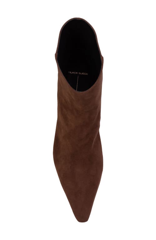 Black Suede Studio Avenue 50 Pointed Toe Kitten Heel Bootie In Brown Kid Suede