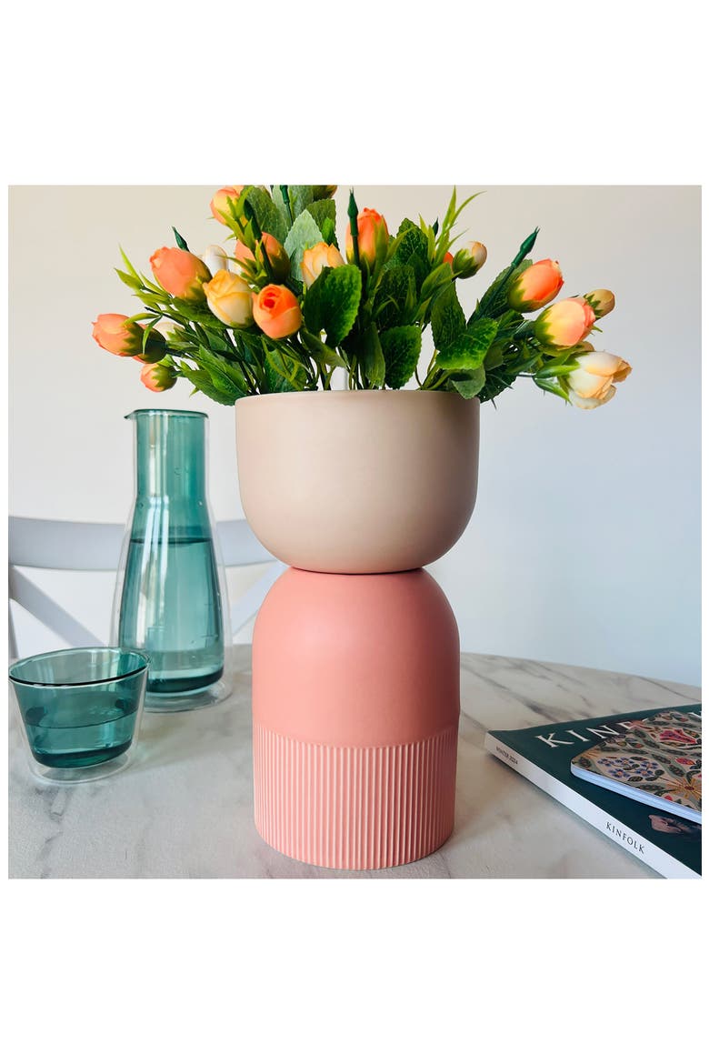Medium Flip Ceramic Vase, Alternate, color, PINK/ CORAL