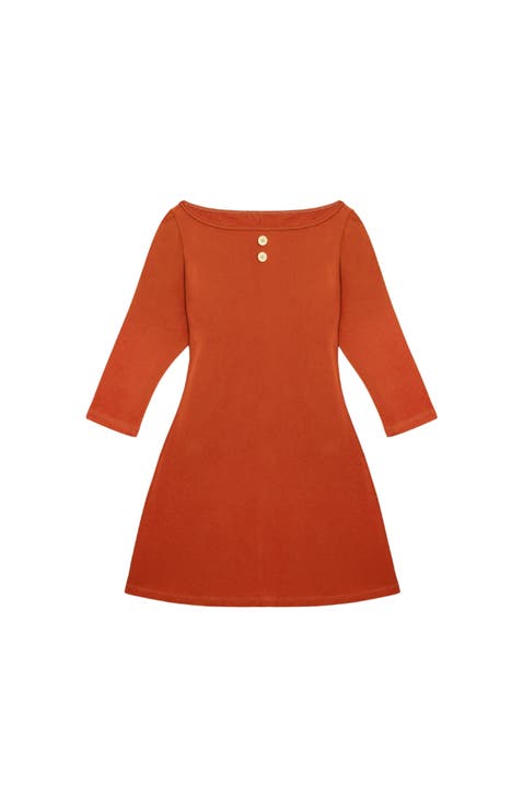 3/4 Sleeve Boat Neck Dress