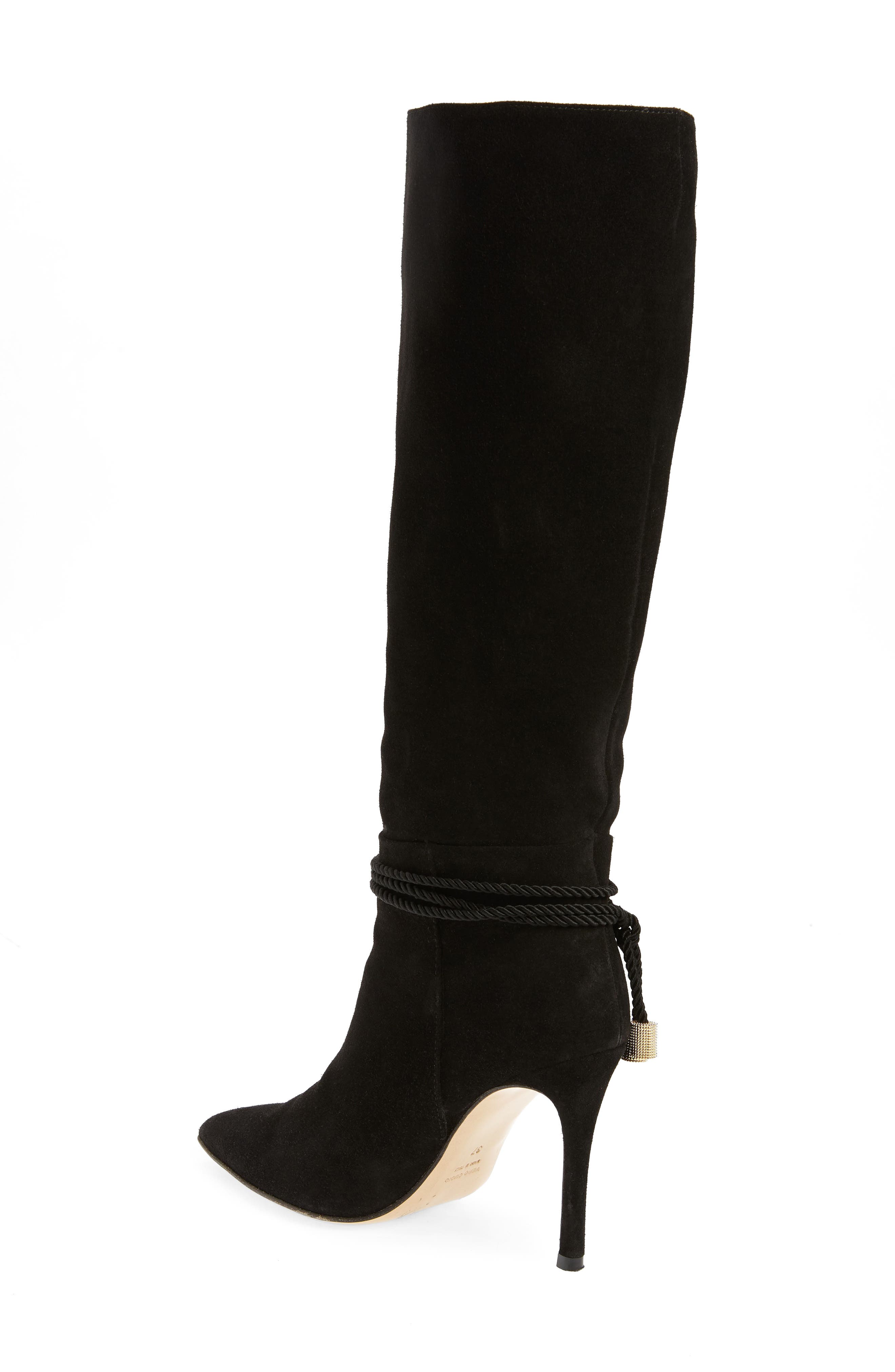 BEAUTIISOLES Lindsay Pointed Toe Knee High Boot, Alternate, color, Black Suede