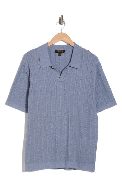 Truth Cable Johnny Collar Polo In Denim Heather
