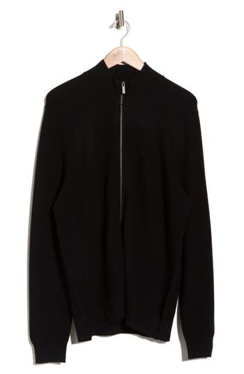 Elie Tahari Full Zip Jersey Sweater In Black