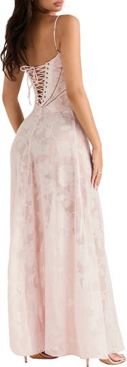 Seren Blush Lace-Up Back Gown