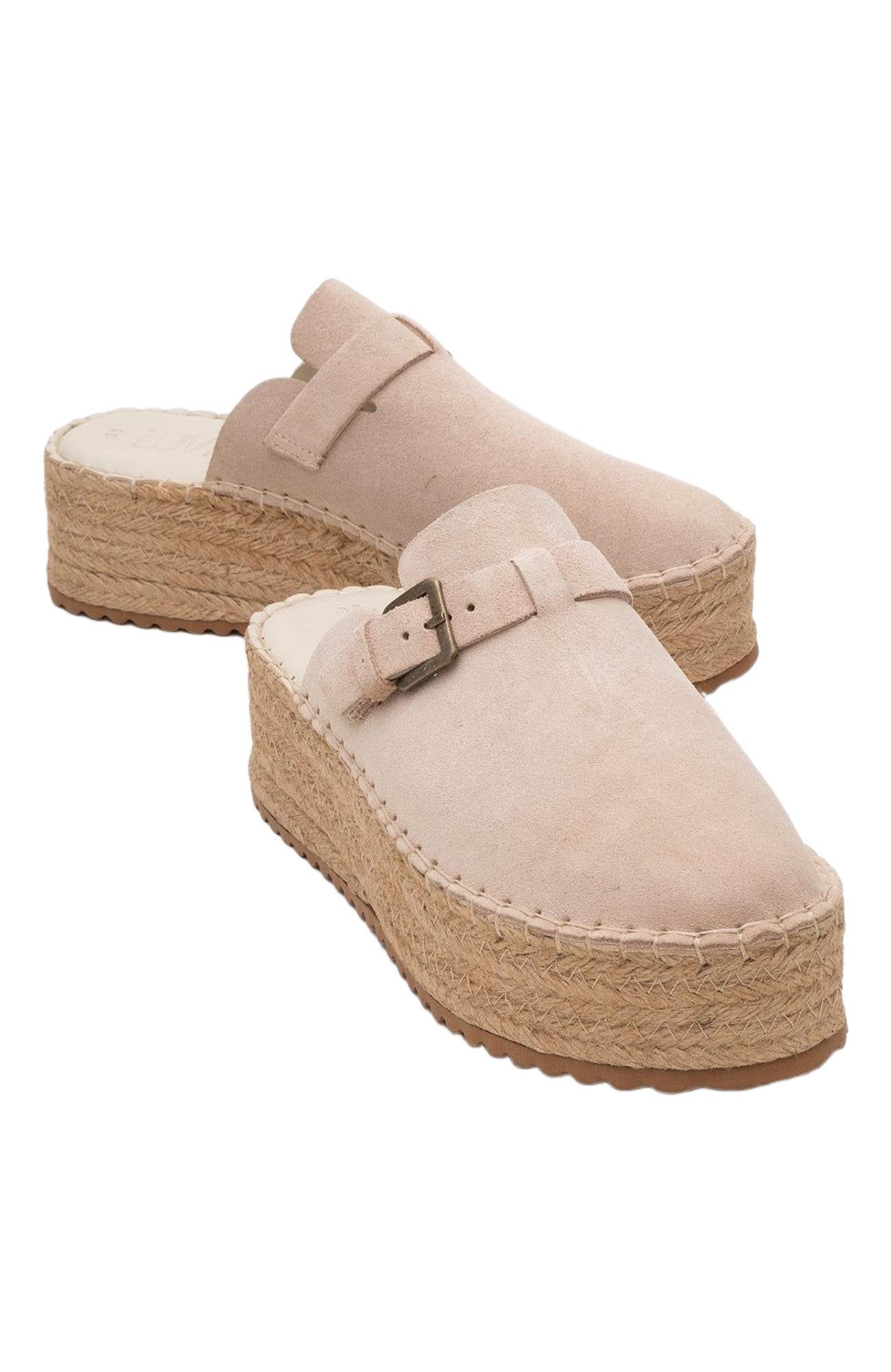 Novas Leather Platform Espadrille Mule, Alternate, color, Beige Suede Leather