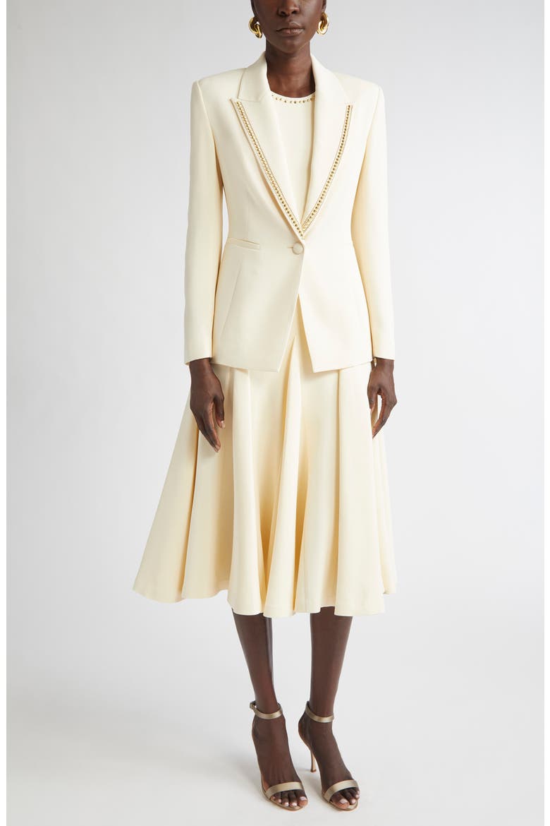 Embellished Stretch Cady Blazer, Alternate, color, BUTTER