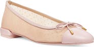 Stuart Weitzman Sleek Cap Toe Bow Flat