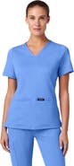 JAANUU Cesi Women's 2-Pocket Slim Knit V-Neck Scrub Top