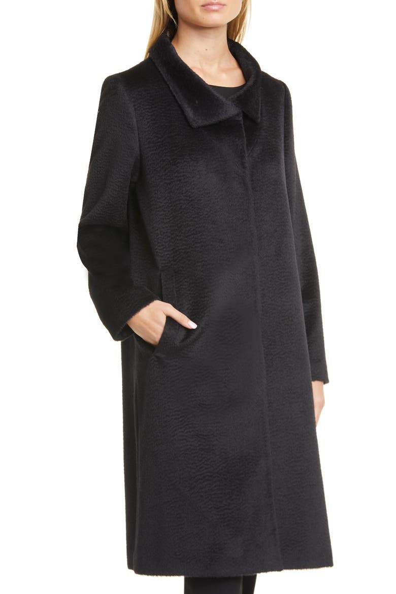 High Collar Coat, Alternate, color, BLACK
