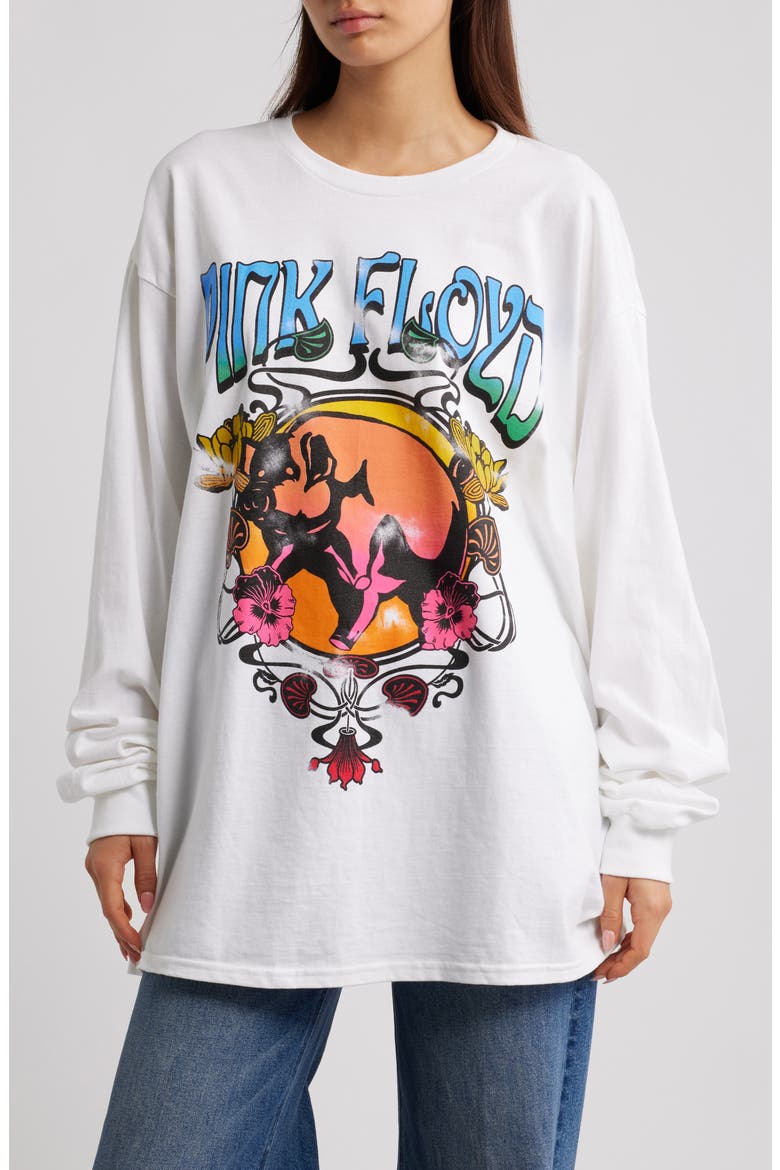 Pink Floyd Long Sleeve Cotton Graphic T-Shirt, Main, color, SOLID WHITE