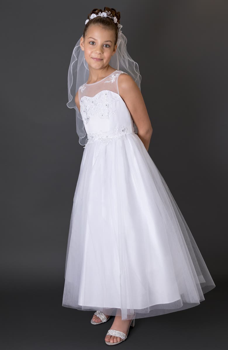 Us Angels Satin Tulle First Communion Dress, Alternate, color, 
