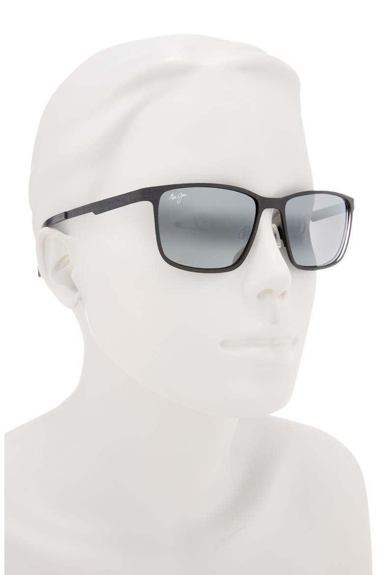 55mm BI-Gradient Polarized Square Sunglasses, Alternate, color, BLACK BLACK GREY
