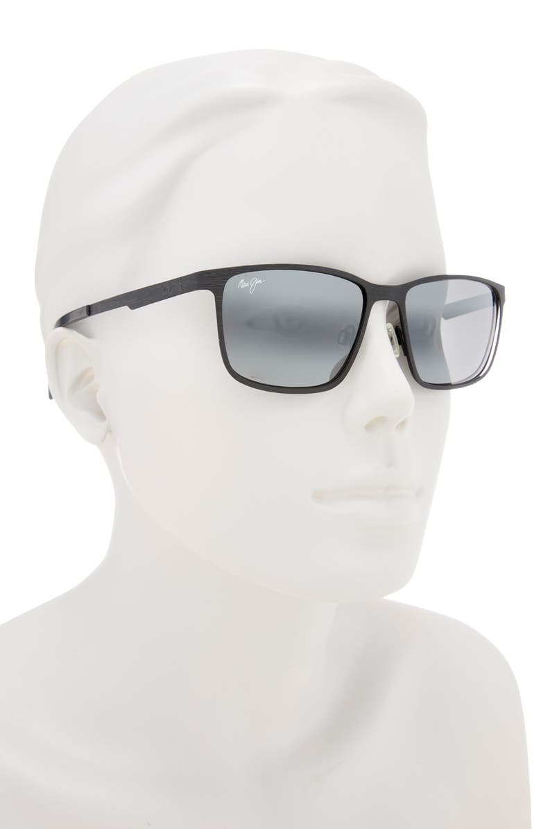 Maui Jim 55mm BI-Gradient Polarized Square Sunglasses, Alternate, color, Black Black Grey