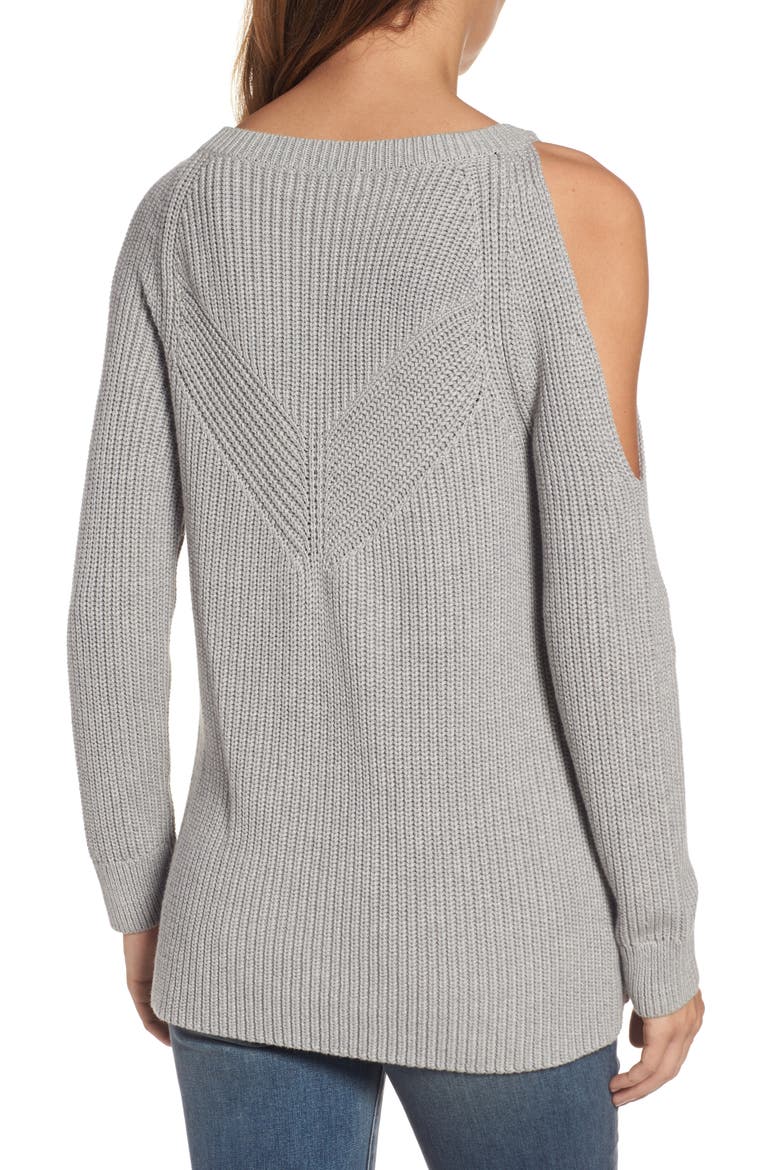 Asymmetrical Cold Shoulder Sweater, Alternate, color, GREY HEATHER