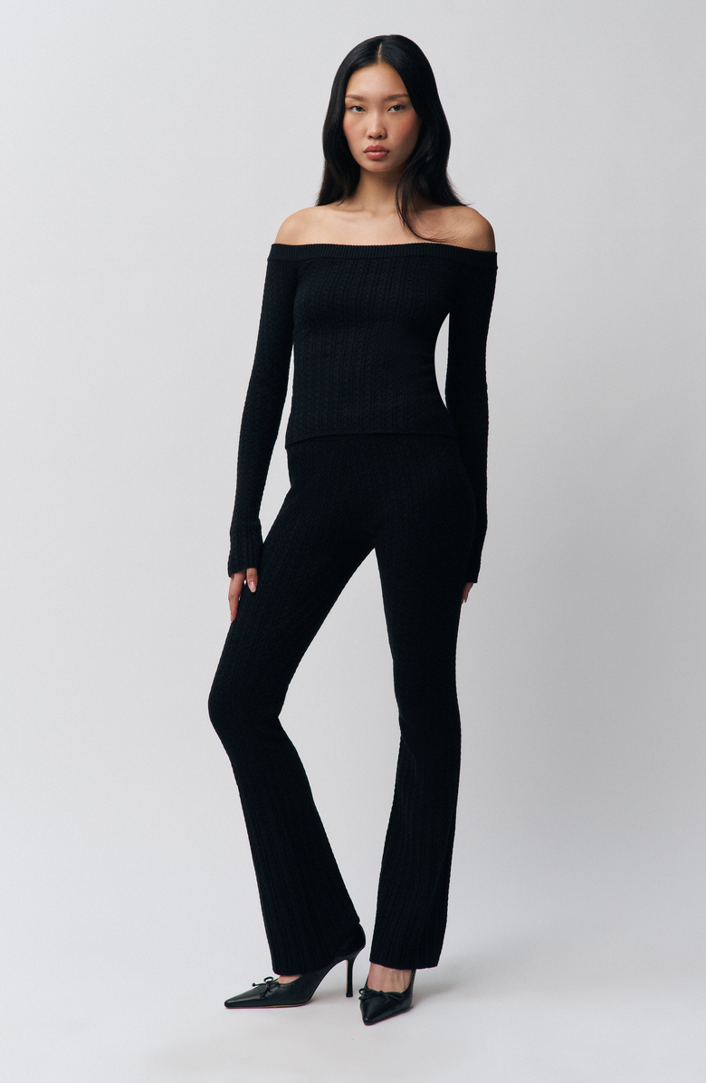 Guizio Camille Cable-Knit Pant, Alternate, color, Black