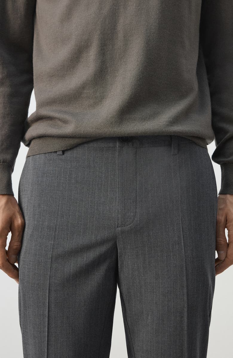 MANGO Slim Fit Pleat Front Pants, Alternate, color, Grey