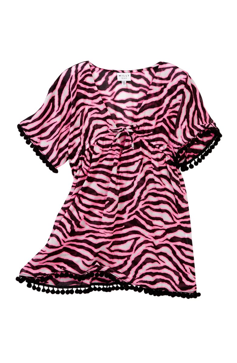 Milly Minis Pompom V-Neck Cover-Up, Main, color,