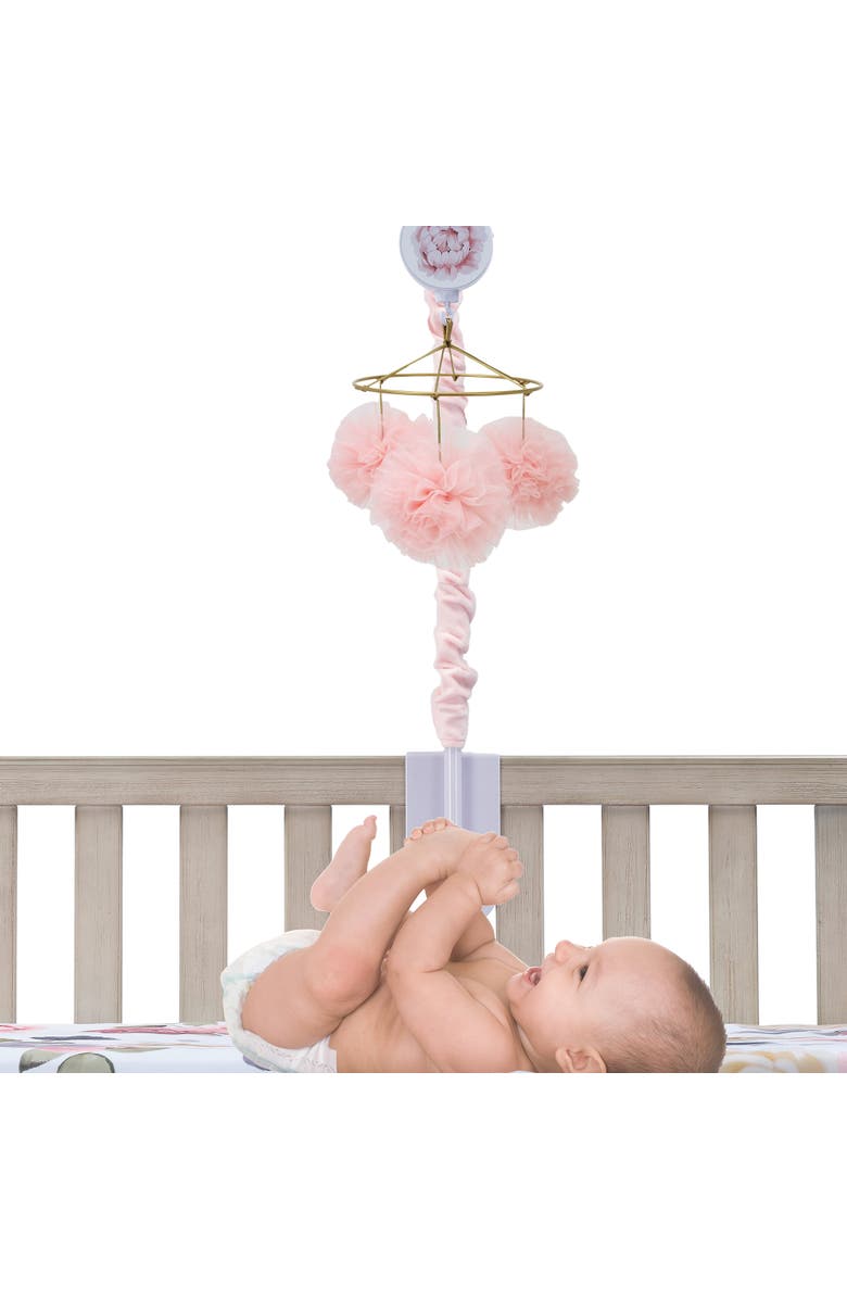 Lambs & Ivy Secret Garden Pom Pom Musical Baby Crib Mobile Soother Toy, Alternate, color, Pink