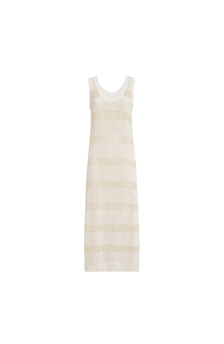 Brunello Cucinelli Dress with dazzling stripes, Alternate, color, Oat