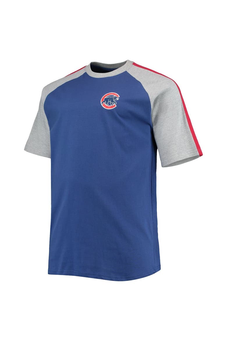 Men's Royal/Heathered Gray Chicago Cubs Big & Tall Circular Raglan T-Shirt, Alternate, color, Royal