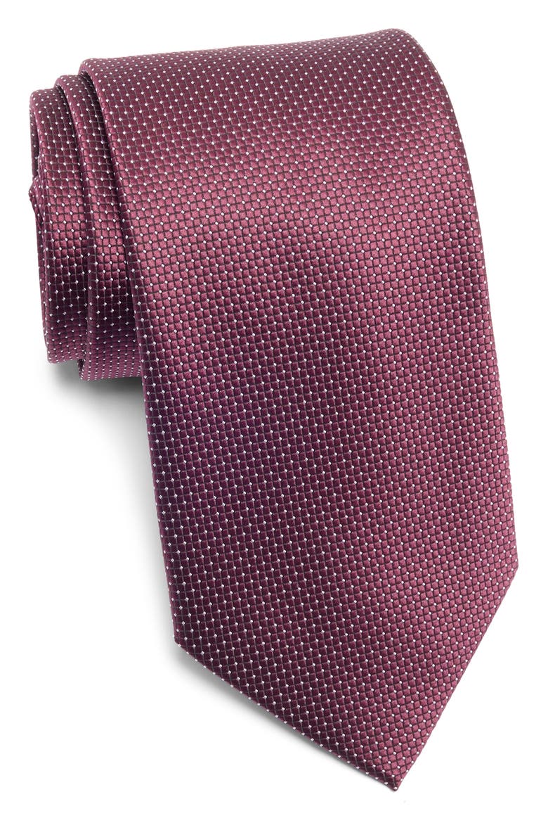 Square Jacquard Tie, Main, color, BURGUNDY