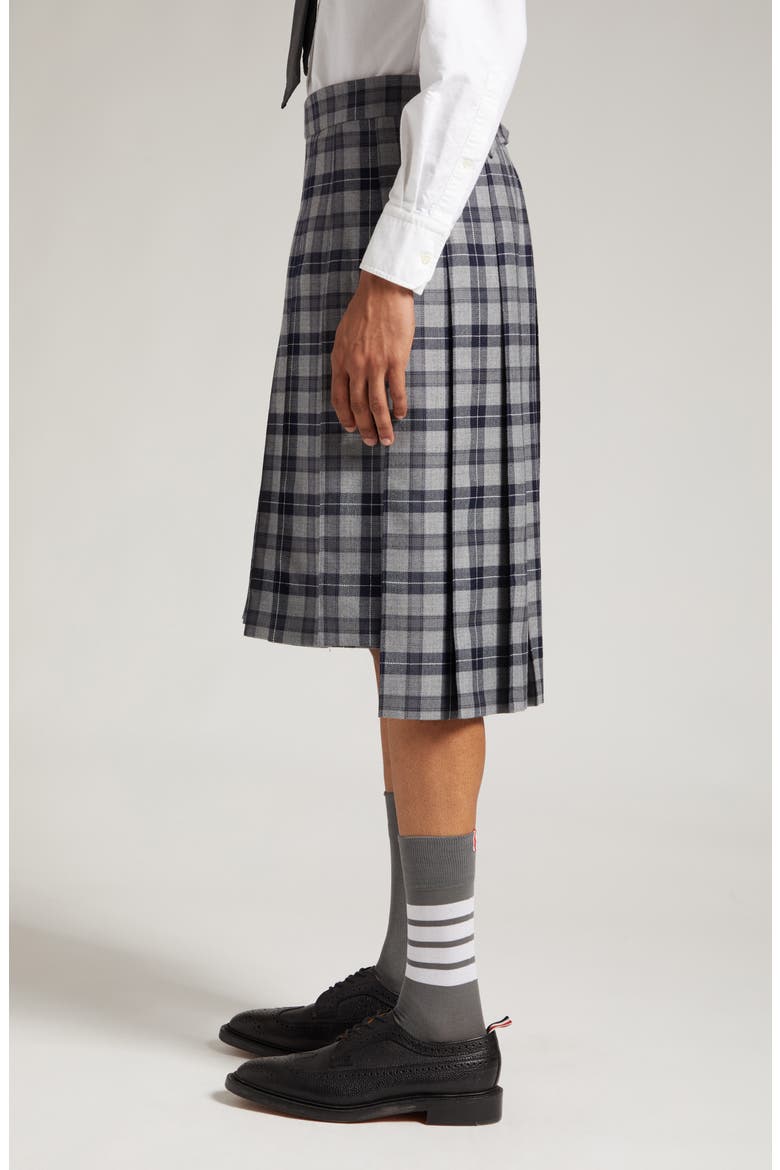 Tartan Plaid Drop Back Pleated Skirt, Alternate, color, MEDIUM GREY