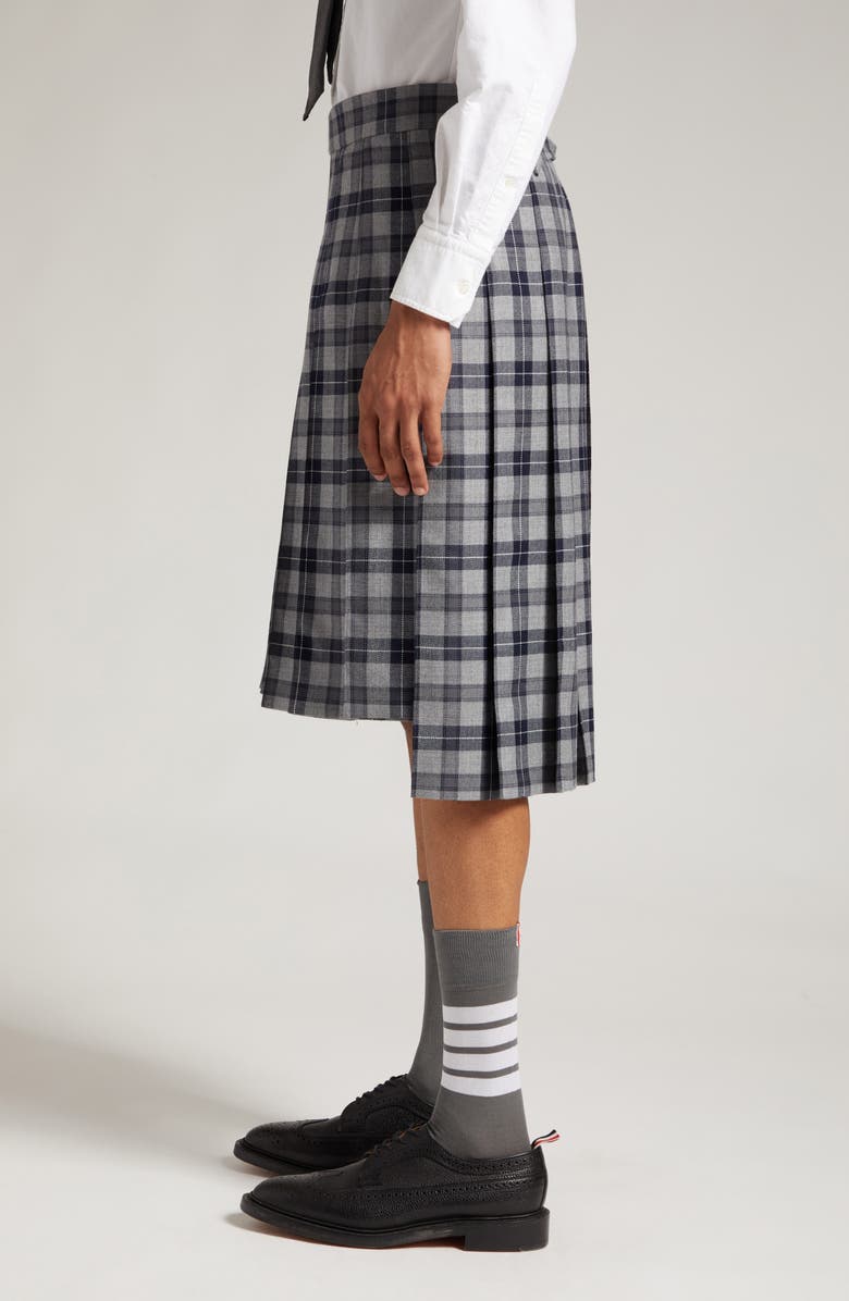 Thom Browne Tartan Plaid Drop Back Pleated Skirt, Alternate, color,