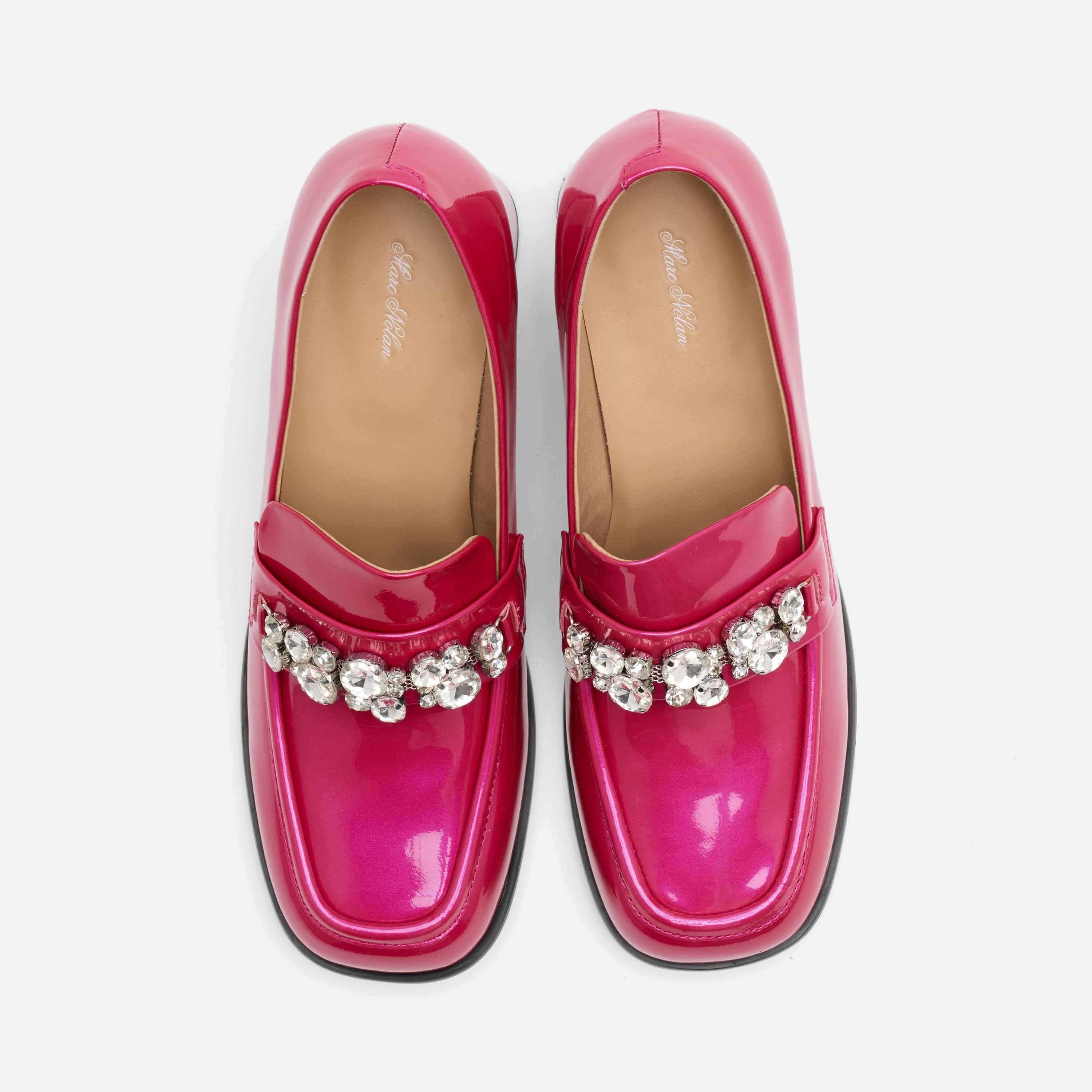 Margot Leather Penny Loafer Block Pumps, Alternate, color, Magenta
