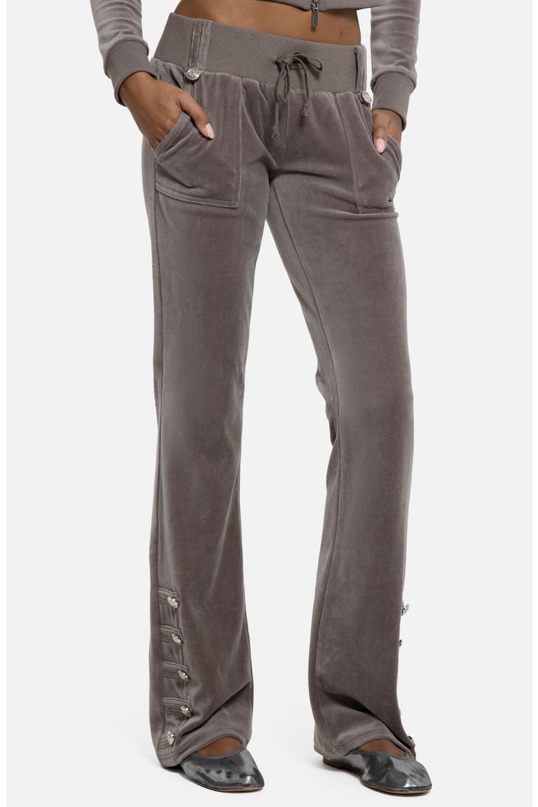 Bootcut Cotton Blend Velour Military Pants, Main, color, BROWN