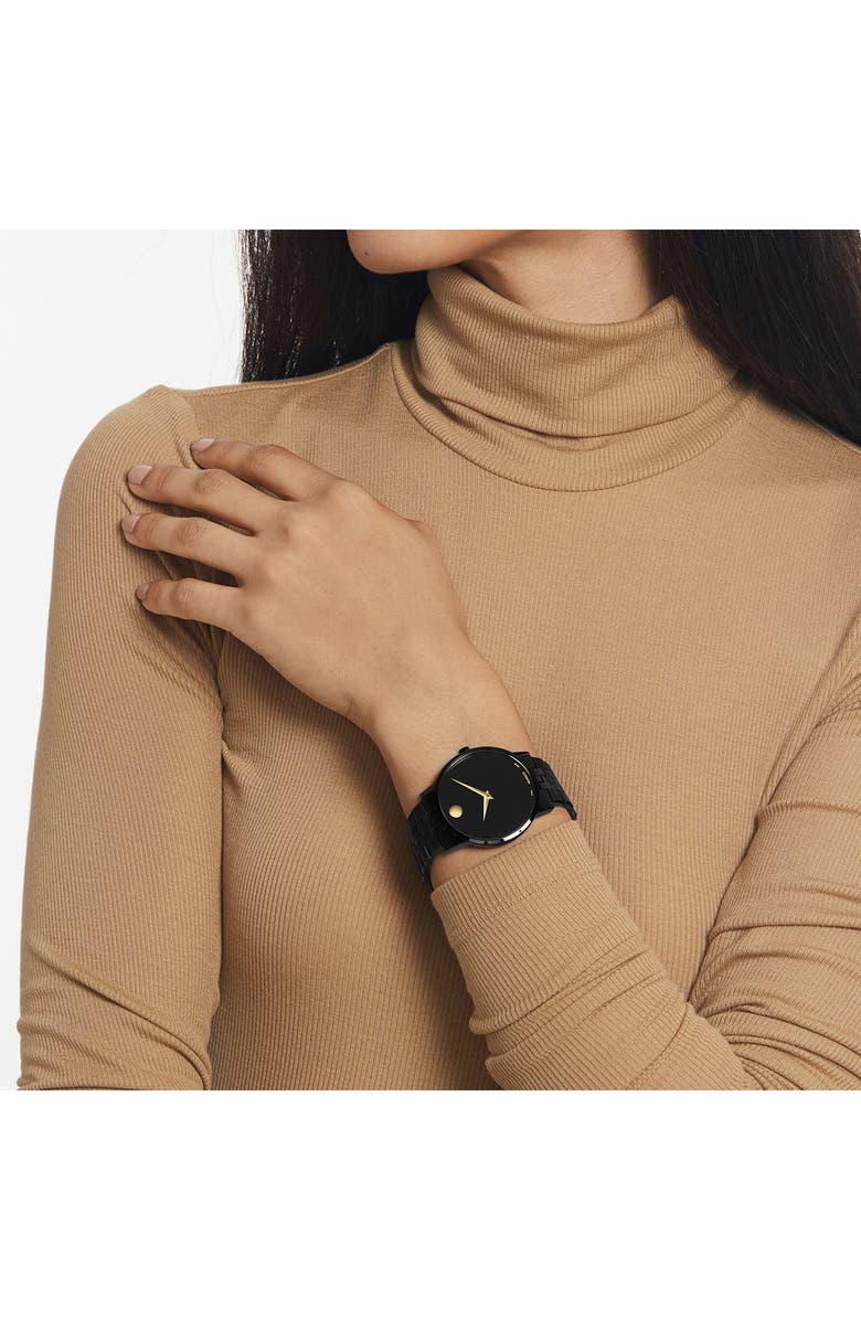 Movado Museum Diamond Classic Bracelet Watch, 40mm, Alternate, color, Black