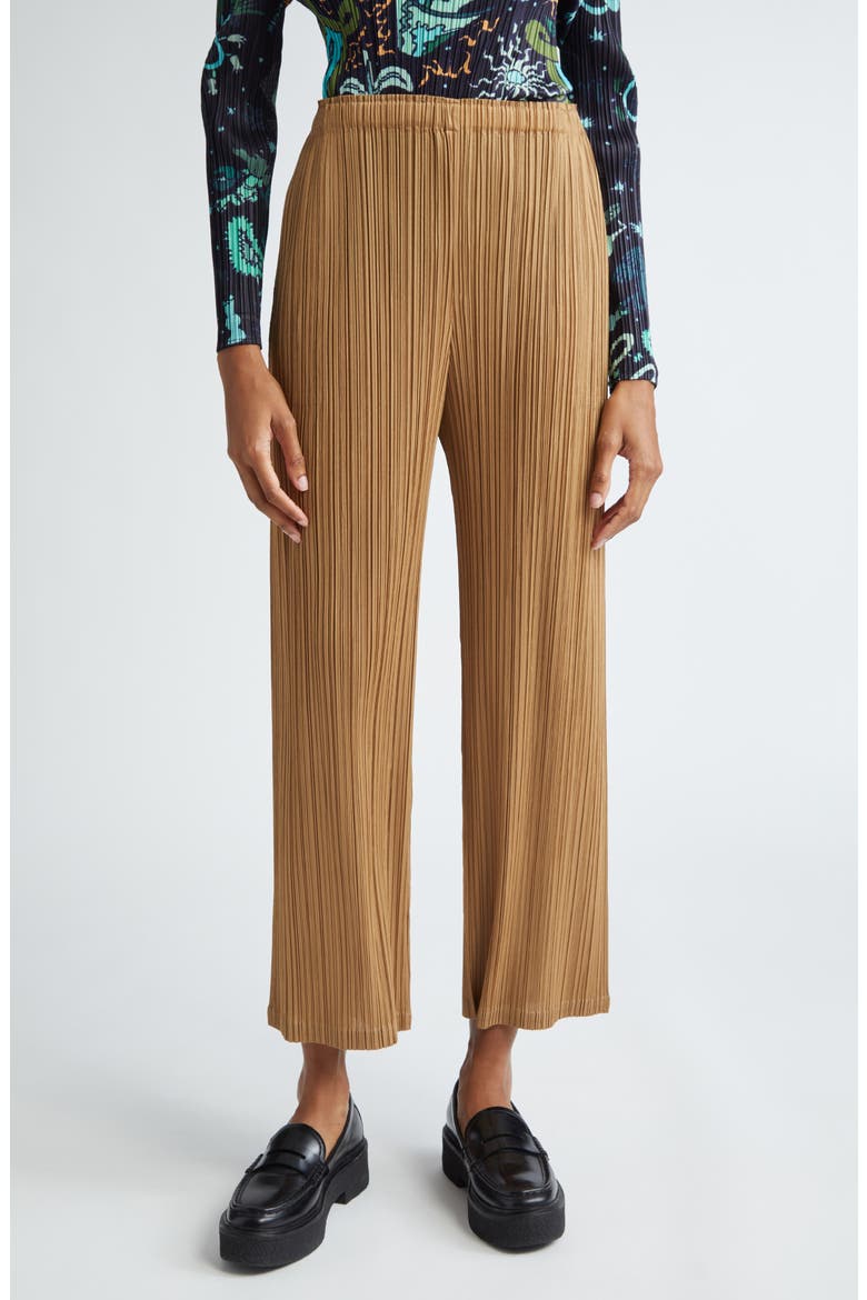 Monthly Colors December Pleated Crop Wide Leg Pants, Main, color, SAND BEIGE